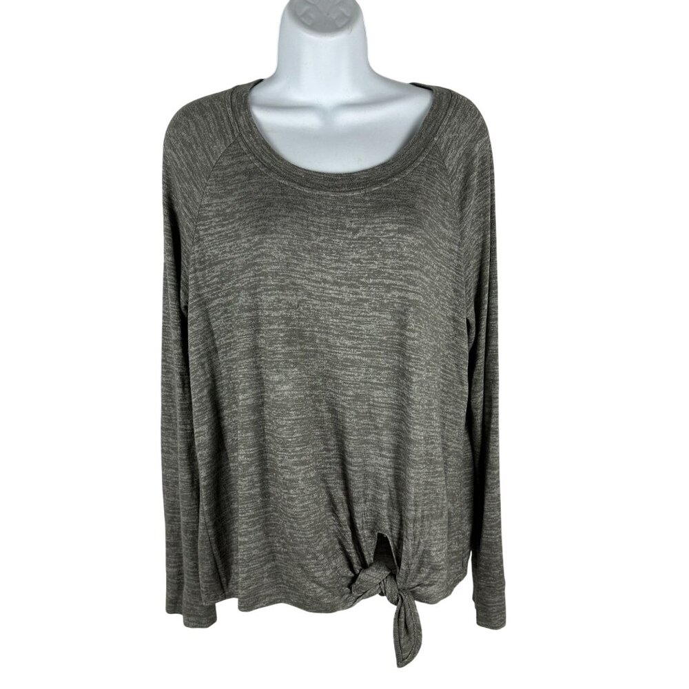 Nine Britton Womens Gray Long Sleeve Tie Front Top Size M